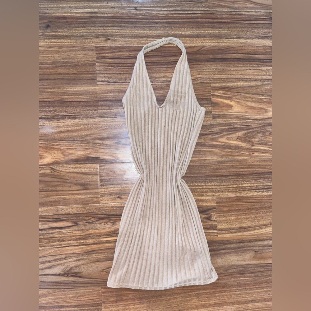 Ribbed Tan caramel missguided NWOT Sleeveless halter Dress